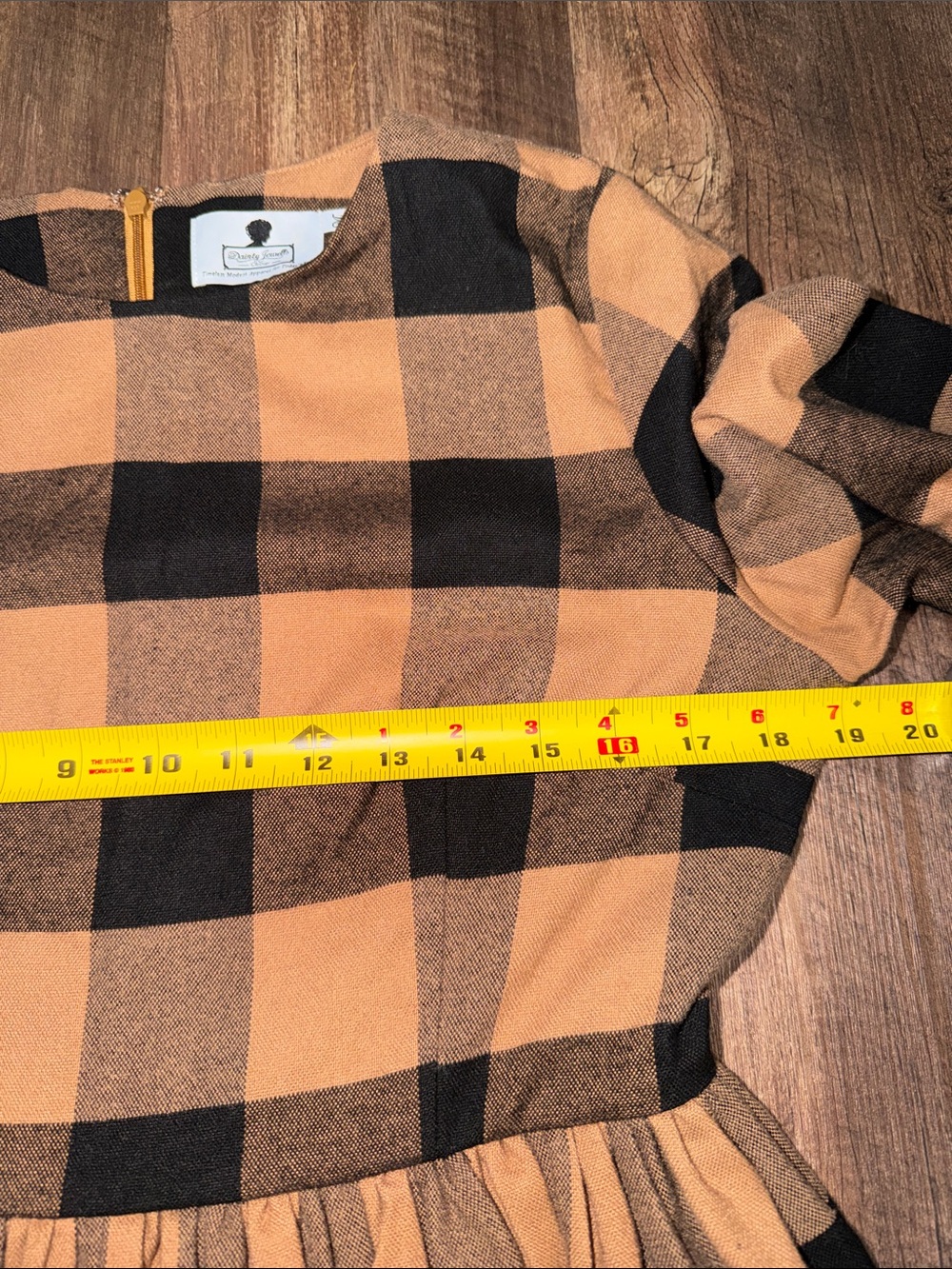 Dainty Jewells Plaid Dress Brown/Black Cottagecore size M - Picture 3 of 6